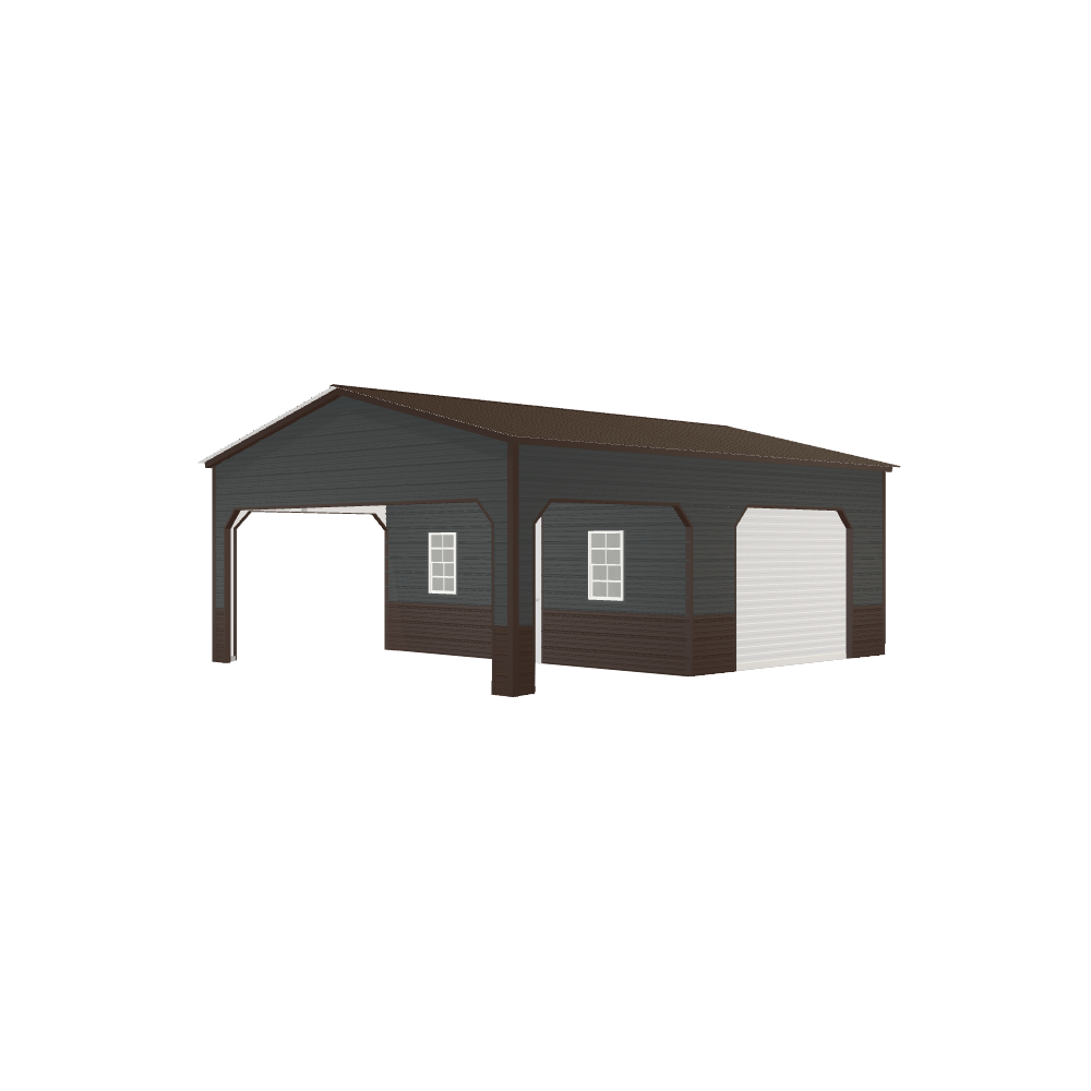 metal combo garage building vector