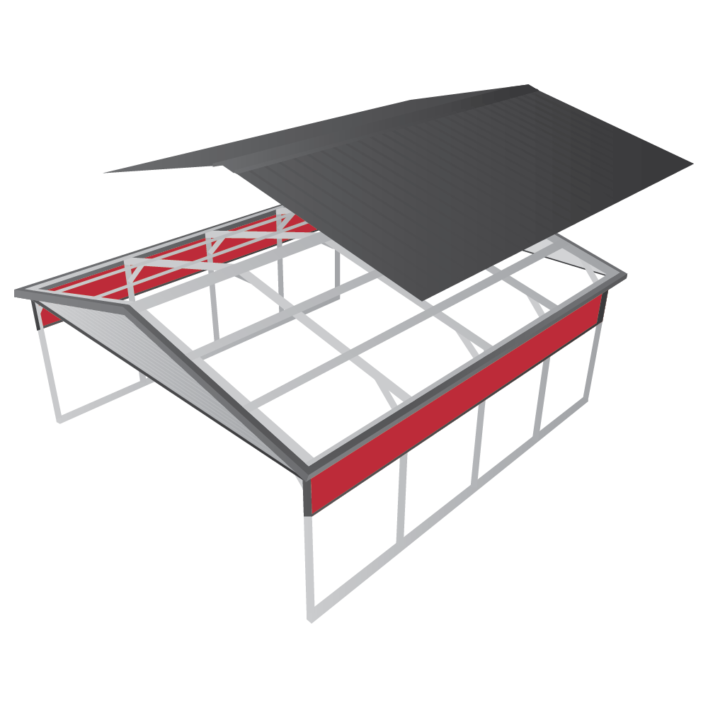 Disassembled carport building vector, highlighting side panels